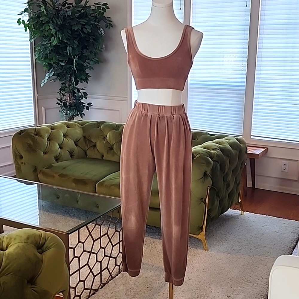 Lounge Wear Light Brown Velvet set